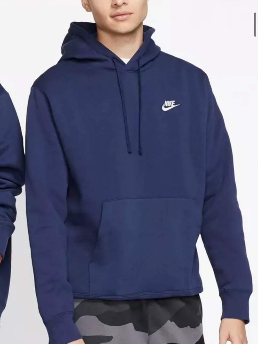 Men’s Nike Navy Blue Pullover Hoodie with White Swoosh